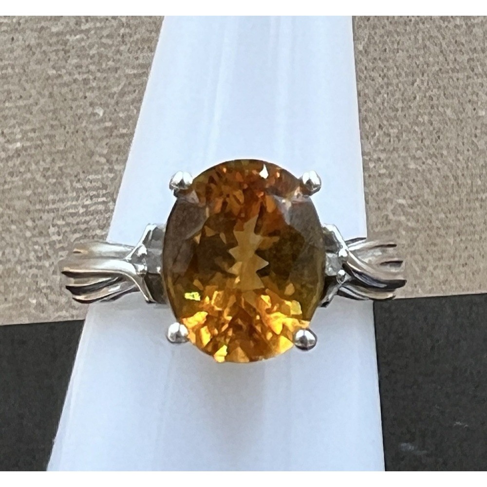 Citrine Gemstone Pendant and Ring 925 Sterling Silver 18" Chain Size 7 Ring - Picture 15 of 16